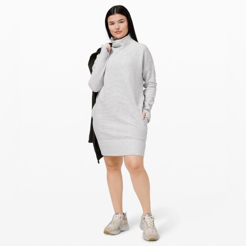 Lululemon Call for Cozy Turtleneck Sweater Dress NWOT Gray Size 6